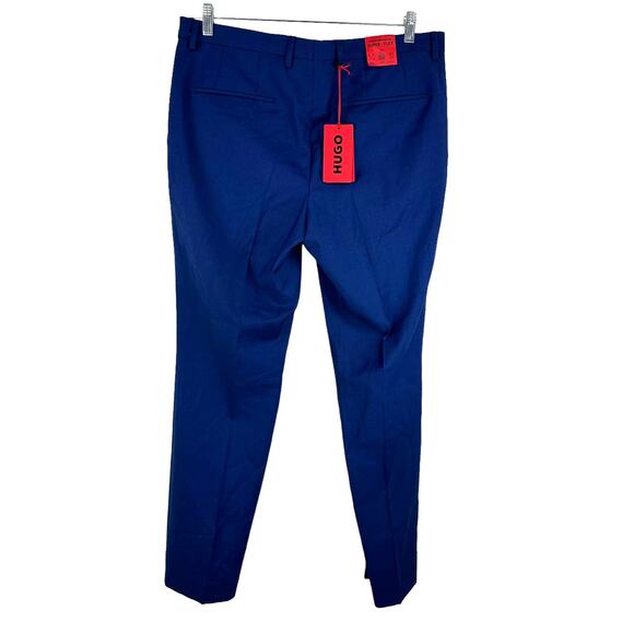Hugo Boss NWT Performance Super Flex Virgin Wool Blend Blue Dress Pants Size 36R - Picture 2 of 10
